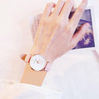 Luxury Girl Watch Student High School Small Fresh Watch Pink Cute Star Starry Sky Casual Leather Female Wrist Watch Leather Band Thin Minimalist Casual Simple Dress Watch Stevvex