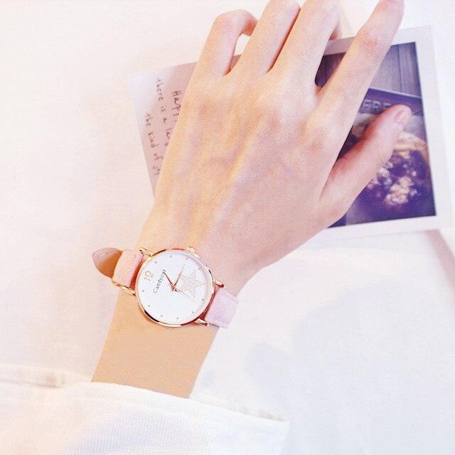 Luxury Girl Watch Student High School Small Fresh Watch Pink Cute Star Starry Sky Casual Leather Female Wrist Watch Leather Band Thin Minimalist Casual Simple Dress Watch Stevvex