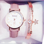 Luxury Girl Watch Student High School Small Fresh Watch Pink Cute Star Starry Sky Casual Leather Female Wrist Watch Leather Band Thin Minimalist Casual Simple Dress Watch Stevvex