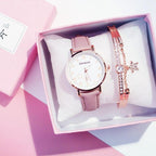 Luxury Girl Watch Student High School Small Fresh Watch Pink Cute Star Starry Sky Casual Leather Female Wrist Watch Leather Band Thin Minimalist Casual Simple Dress Watch Stevvex