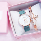 Luxury Girl Watch Student High School Small Fresh Watch Pink Cute Star Starry Sky Casual Leather Female Wrist Watch Leather Band Thin Minimalist Casual Simple Dress Watch Stevvex