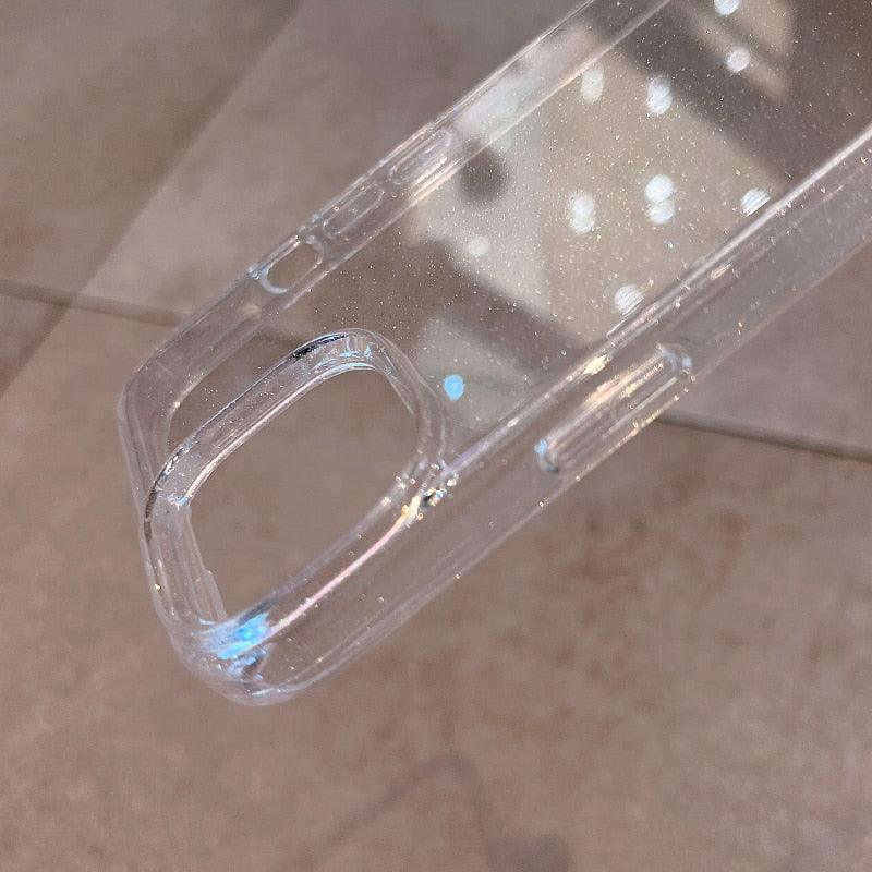 Luxury Glitter Bumper Clear Case for IPhone 14 13 12 11 Pro Max Mini X XS Max XR Cute Shining Shockproof Silicone Cover Hard Back Shockproof Protective Phone Cover For iPhone Stevvex