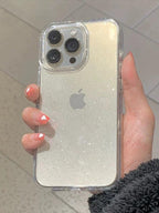 Luxury Glitter Bumper Clear Case for IPhone 14 13 12 11 Pro Max Mini X XS Max XR Cute Shining Shockproof Silicone Cover Hard Back Shockproof Protective Phone Cover For iPhone Stevvex