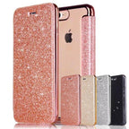 Luxury Glitter Leather Flip Wallet Case For iPhone 14 13 12 11 Pro XS Max XR X 7 8 Plus 6s Plus Clear Back Case iPhone Shiny Luxury Glitter Leather Case with Card Holder Flip Magnetic Closure Stand Cover Stevvex