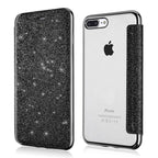 Luxury Glitter Leather Flip Wallet Case For iPhone 14 13 12 11 Pro XS Max XR X 7 8 Plus 6s Plus Clear Back Case iPhone Shiny Luxury Glitter Leather Case with Card Holder Flip Magnetic Closure Stand Cover Stevvex