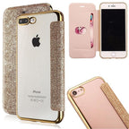 Luxury Glitter Leather Flip Wallet Case For iPhone 14 13 12 11 Pro XS Max XR X 7 8 Plus 6s Plus Clear Back Case iPhone Shiny Luxury Glitter Leather Case with Card Holder Flip Magnetic Closure Stand Cover Stevvex