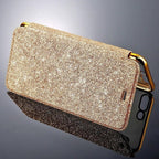 Luxury Glitter Leather Flip Wallet Case For iPhone 14 13 12 11 Pro XS Max XR X 7 8 Plus 6s Plus Clear Back Case iPhone Shiny Luxury Glitter Leather Case with Card Holder Flip Magnetic Closure Stand Cover Stevvex
