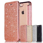 Luxury Glitter Leather Flip Wallet Case For iPhone 14 13 12 11 Pro XS Max XR X 7 8 Plus 6s Plus Clear Back Case iPhone Shiny Luxury Glitter Leather Case with Card Holder Flip Magnetic Closure Stand Cover Stevvex