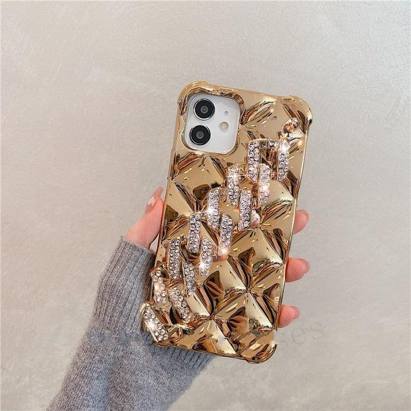 Luxury Glitter Rhinestones Wrist Bracelet Chain Case For iPhone 14 13 11 12 Pro Max X XR XS 7 8 Plus Detachable Metal Bracelet Luxury Chain Case for iPhone Stevvex