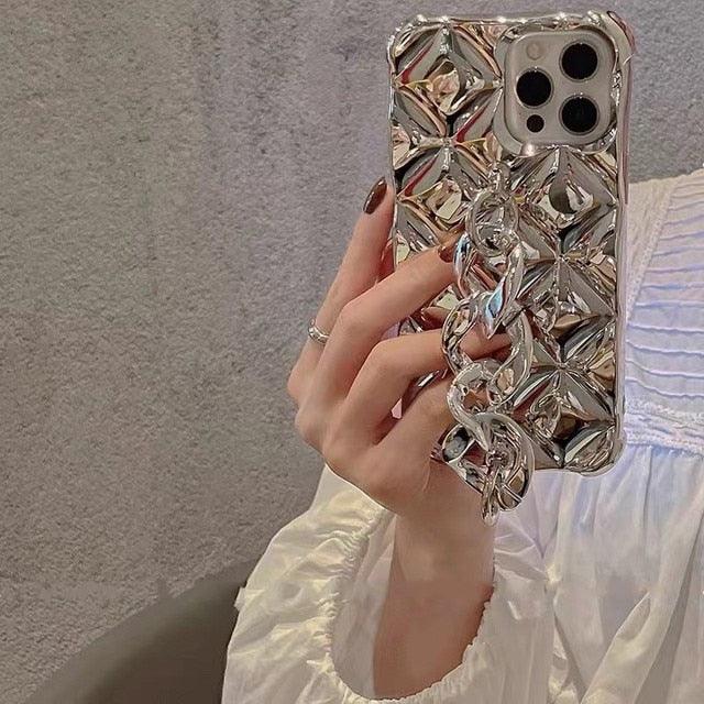 Luxury Glitter Rhinestones Wrist Bracelet Chain Case For iPhone 14 13 11 12 Pro Max X XR XS 7 8 Plus Detachable Metal Bracelet Luxury Chain Case for iPhone Stevvex