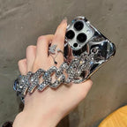 Luxury Glitter Rhinestones Wrist Bracelet Chain Case For iPhone 14 13 11 12 Pro Max X XR XS 7 8 Plus Detachable Metal Bracelet Luxury Chain Case for iPhone Stevvex