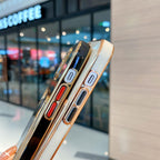 Luxury Gold Plating Phone Case With Card Slot For iphone 13 Pro 12 11 Pro MAX XS XR XS MAX Luxury Black Orange Phone Cover Back Case with Golden Frame Case for iPhone Stevvex