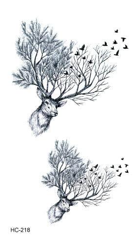 Luxury Head Deer Waterproof Temporary Stickers Tattoo Modern Colorful Tatoo For Women Men Stevvex