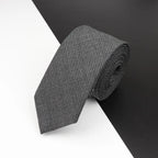 Luxury High Quality Black Grey Skinny Wool Tie For Men Business Meeting Necktie Fashionable Design Excellent Men Gift