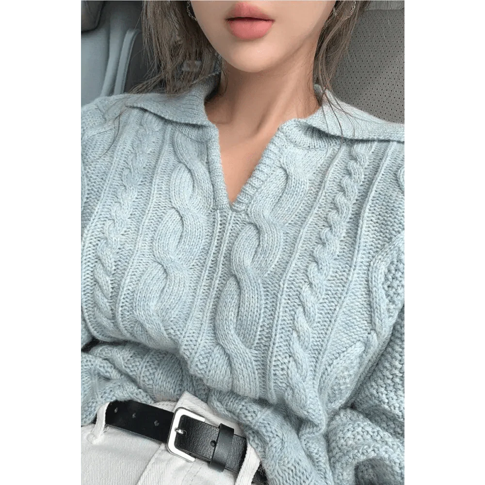 Luxury Kitty Retro Women Sweater Pullovers Knitted Casual Solid Autumn Turn-down Collar Feminine Loose All Match Soft Sweet Tops Stevvex