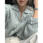 Luxury Kitty Retro Women Sweater Pullovers Knitted Casual Solid Autumn Turn-down Collar Feminine Loose All Match Soft Sweet Tops Stevvex
