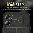 Luxury Leather Black Shockproof Phone Case on For iPhone 13 12 11 14 Pro Max XR X XSMax 14 Case Camera Lens Protection Soft Back Cover Thin Shockproof Case with Slide Camera Case for iPhone Stevvex