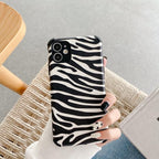 Luxury Leather Black White Zebra Pattern Phone Case for iPhone 13 12 11 14 Pro Max Xs Xr 7 14 plus Anti-fall Soft Silicone Back Cover Soft Slim Thin Luxury Shockproof Shiny Case for Girls and Women Zebra Print iPhone Case Stevvex