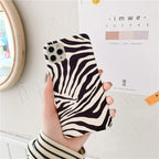 Luxury Leather Black White Zebra Pattern Phone Case for iPhone 13 12 11 14 Pro Max Xs Xr 7 14 plus Anti-fall Soft Silicone Back Cover Soft Slim Thin Luxury Shockproof Shiny Case for Girls and Women Zebra Print iPhone Case Stevvex