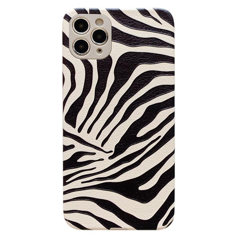 Luxury Leather Black White Zebra Pattern Phone Case for iPhone 13 12 11 14 Pro Max Xs Xr 7 14 plus Anti-fall Soft Silicone Back Cover Soft Slim Thin Luxury Shockproof Shiny Case for Girls and Women Zebra Print iPhone Case Stevvex
