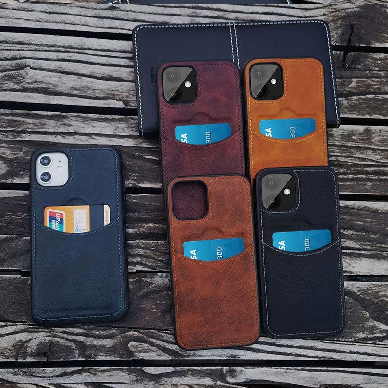 Luxury Leather Card Retro Case for iPhone 14 13 12 Mini 11 Pro Max X XR XS Slim Soft Cover for 14 Max Built-in Metal Plate for Magnetic Mounting & Card Holder Phone Case Stevvex