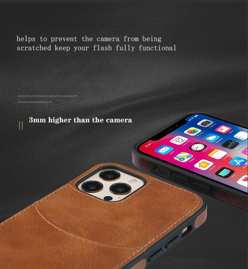 Luxury Leather Card Retro Case for iPhone 14 13 12 Mini 11 Pro Max X XR XS Slim Soft Cover for 14 Max Built-in Metal Plate for Magnetic Mounting & Card Holder Phone Case Stevvex