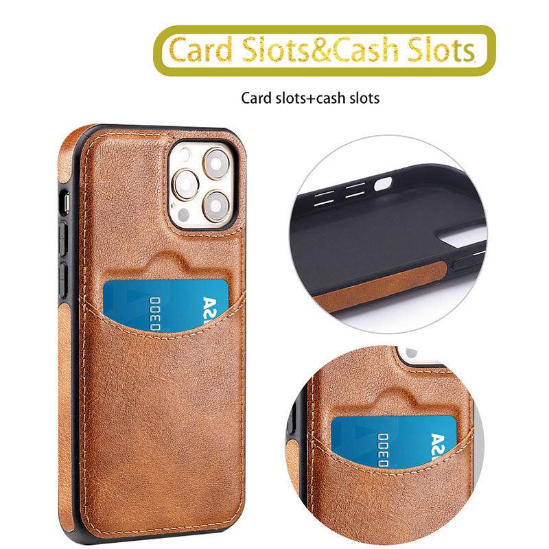Luxury Leather Card Retro Case for iPhone 14 13 12 Mini 11 Pro Max X XR XS Slim Soft Cover for 14 Max Built-in Metal Plate for Magnetic Mounting & Card Holder Phone Case Stevvex