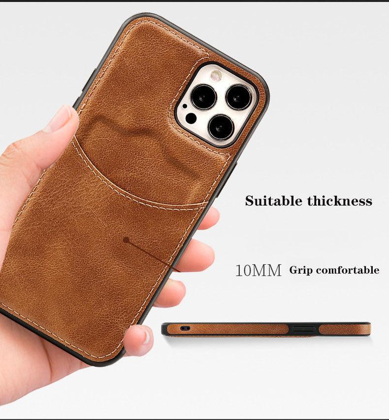 Luxury Leather Card Retro Case for iPhone 14 13 12 Mini 11 Pro Max X XR XS Slim Soft Cover for 14 Max Built-in Metal Plate for Magnetic Mounting & Card Holder Phone Case Stevvex