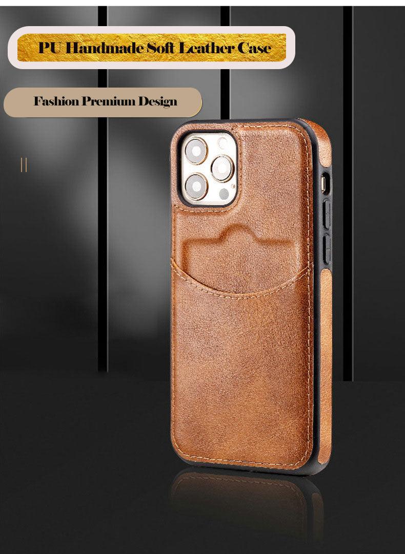 Luxury Leather Card Retro Case for iPhone 14 13 12 Mini 11 Pro Max X XR XS Slim Soft Cover for 14 Max Built-in Metal Plate for Magnetic Mounting & Card Holder Phone Case Stevvex