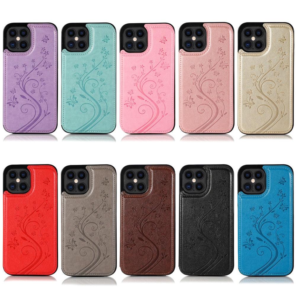 Luxury Leather Case For iPhone 14 12 13 Pro Comfortable Soft Wallet Card Slots Phone Flip Cover Wallet Case with Card Holder for iPhone Stevvex