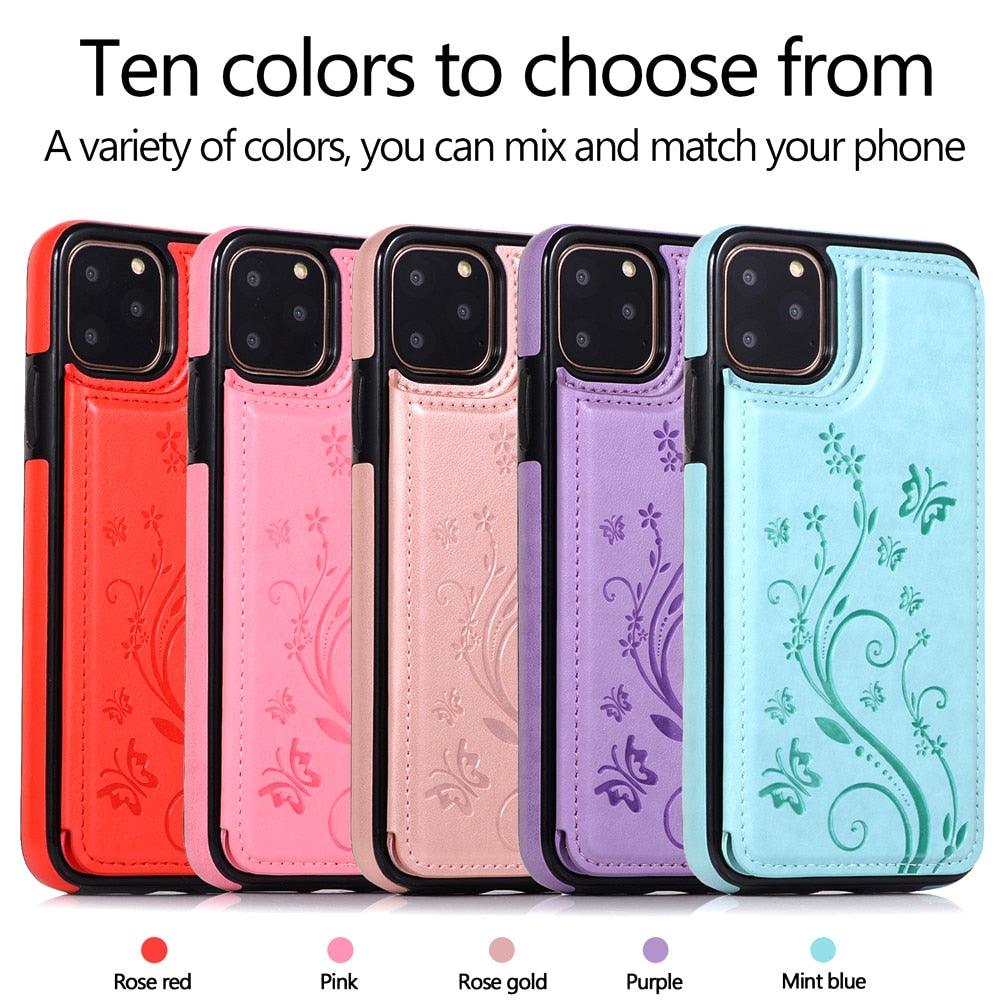 Luxury Leather Case For iPhone 14 12 13 Pro Comfortable Soft Wallet Card Slots Phone Flip Cover Wallet Case with Card Holder for iPhone Stevvex