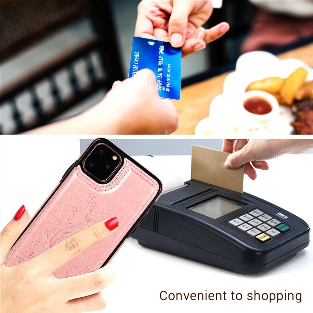 Luxury Leather Case For iPhone 14 12 13 Pro Comfortable Soft Wallet Card Slots Phone Flip Cover Wallet Case with Card Holder for iPhone Stevvex