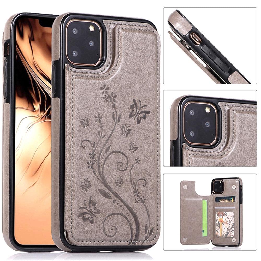 Luxury Leather Case For iPhone 14 12 13 Pro Comfortable Soft Wallet Card Slots Phone Flip Cover Wallet Case with Card Holder for iPhone Stevvex
