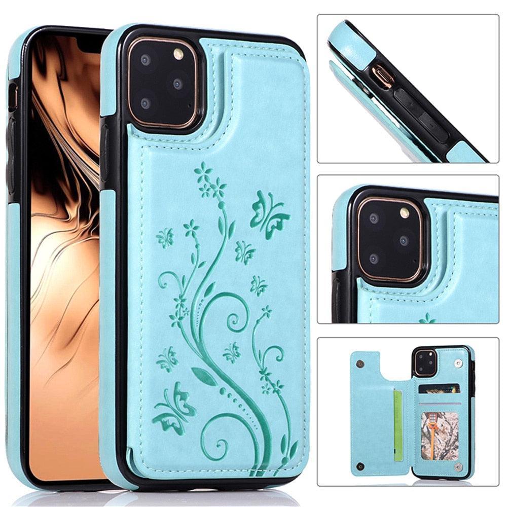 Luxury Leather Case For iPhone 14 12 13 Pro Comfortable Soft Wallet Card Slots Phone Flip Cover Wallet Case with Card Holder for iPhone Stevvex