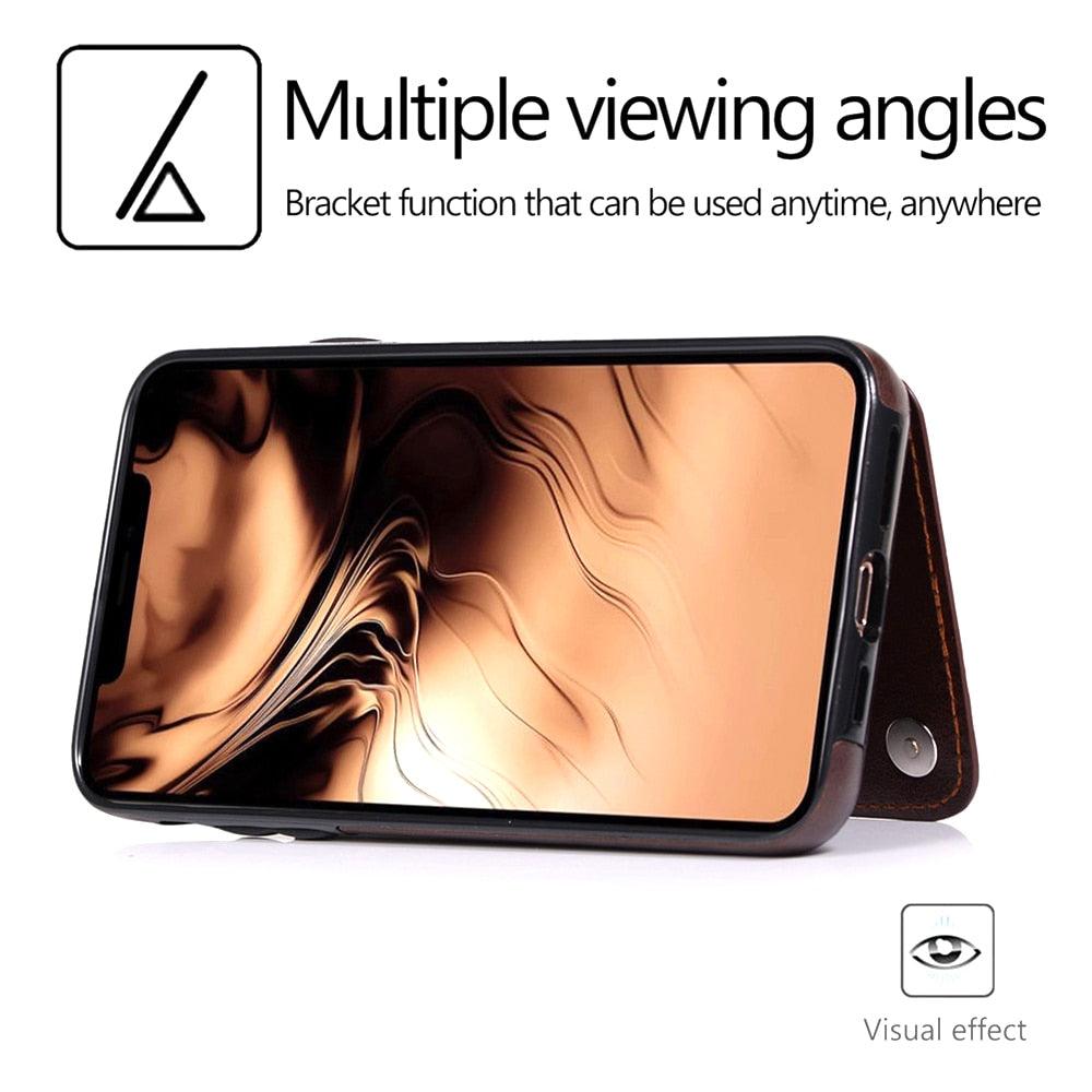 Luxury Leather Case For iPhone 14 12 13 Pro Comfortable Soft Wallet Card Slots Phone Flip Cover Wallet Case with Card Holder for iPhone Stevvex