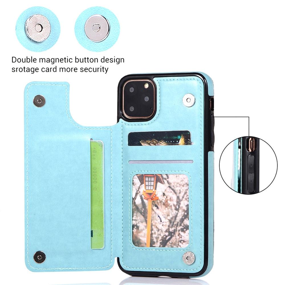 Luxury Leather Case For iPhone 14 12 13 Pro Comfortable Soft Wallet Card Slots Phone Flip Cover Wallet Case with Card Holder for iPhone Stevvex