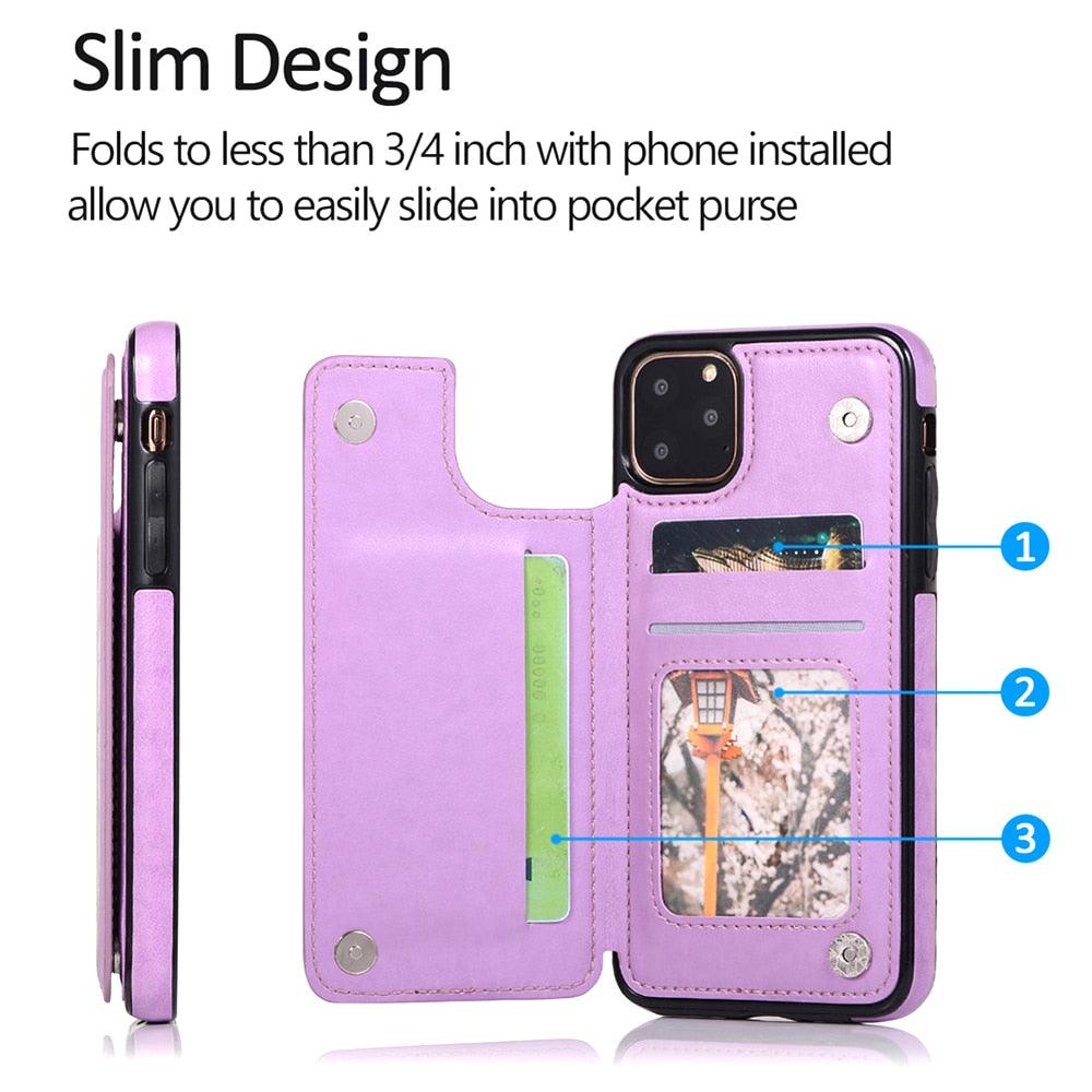 Luxury Leather Case For iPhone 14 12 13 Pro Comfortable Soft Wallet Card Slots Phone Flip Cover Wallet Case with Card Holder for iPhone Stevvex