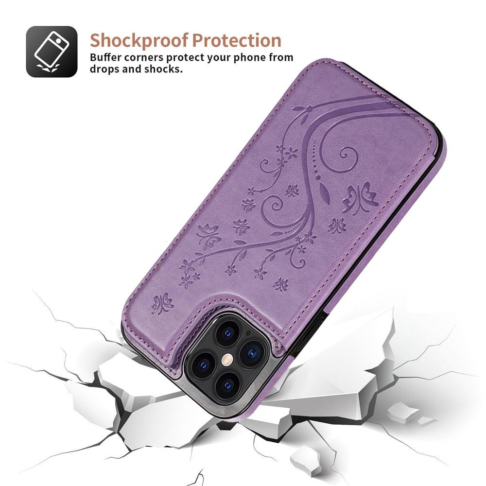 Luxury Leather Case For iPhone 14 12 13 Pro Comfortable Soft Wallet Card Slots Phone Flip Cover Wallet Case with Card Holder for iPhone Stevvex