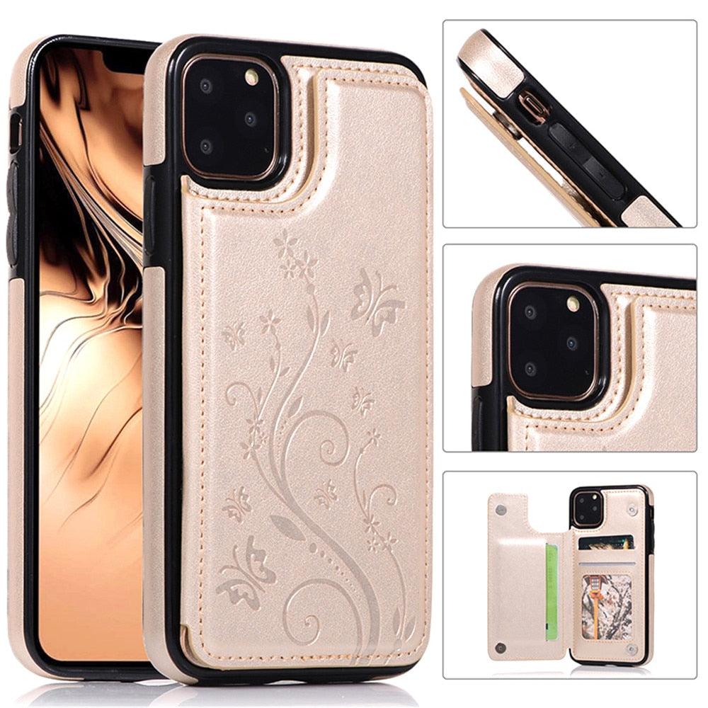 Luxury Leather Case For iPhone 14 12 13 Pro Comfortable Soft Wallet Card Slots Phone Flip Cover Wallet Case with Card Holder for iPhone Stevvex