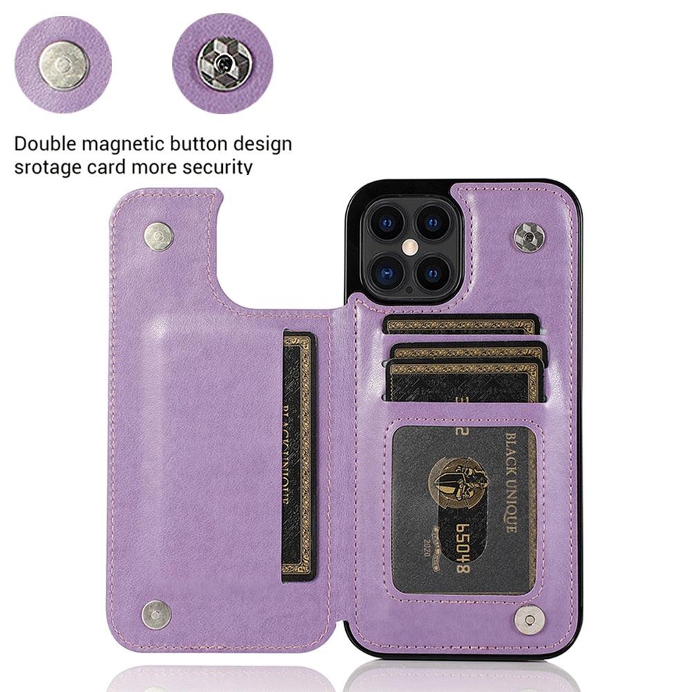 Luxury Leather Case For iPhone 14 12 13 Pro Comfortable Soft Wallet Card Slots Phone Flip Cover Wallet Case with Card Holder for iPhone Stevvex