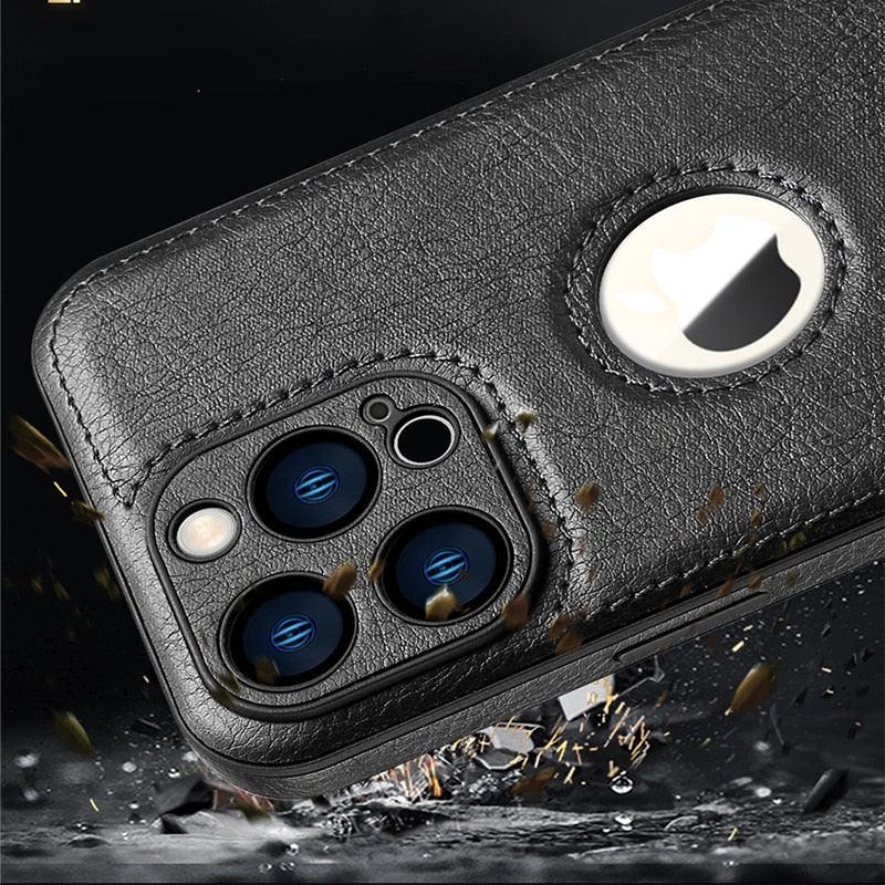 Luxury Leather Case for iPhone 14 13 12 11 Pro MAX XS XR 7 8 Plus Classic Silicone Phone Cover  Leather Case Thin Flexible Soft Grip Luxury PU Leather Cover for Men Durable Anti-Scratch Full Phone Cases Stevvex