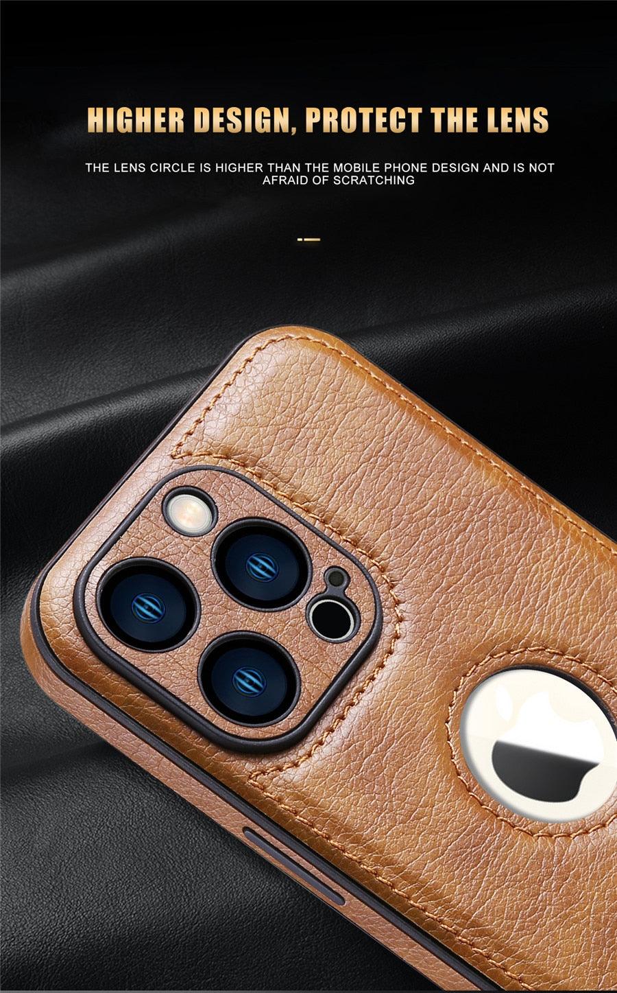 Luxury Leather Case for iPhone 14 13 12 11 Pro MAX XS XR 7 8 Plus Classic Silicone Phone Cover  Leather Case Thin Flexible Soft Grip Luxury PU Leather Cover for Men Durable Anti-Scratch Full Phone Cases Stevvex
