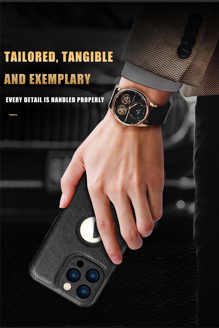 Luxury Leather Case for iPhone 14 13 12 11 Pro MAX XS XR 7 8 Plus Classic Silicone Phone Cover  Leather Case Thin Flexible Soft Grip Luxury PU Leather Cover for Men Durable Anti-Scratch Full Phone Cases Stevvex
