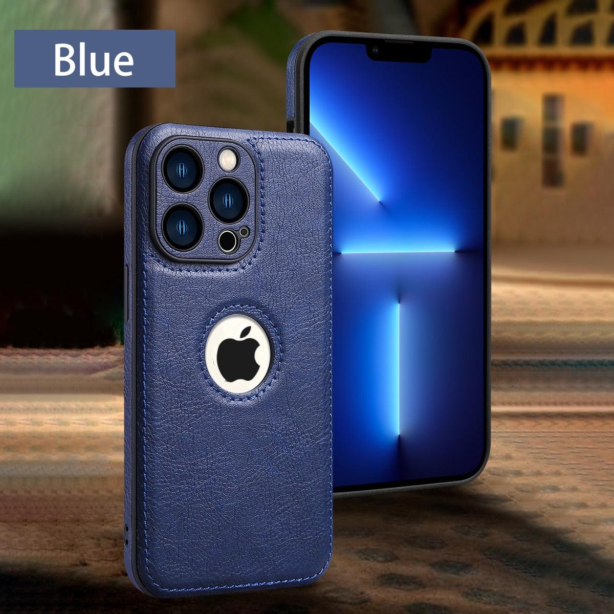 Luxury Leather Case for iPhone 14 13 12 11 Pro MAX XS XR 7 8 Plus Classic Silicone Phone Cover  Leather Case Thin Flexible Soft Grip Luxury PU Leather Cover for Men Durable Anti-Scratch Full Phone Cases Stevvex