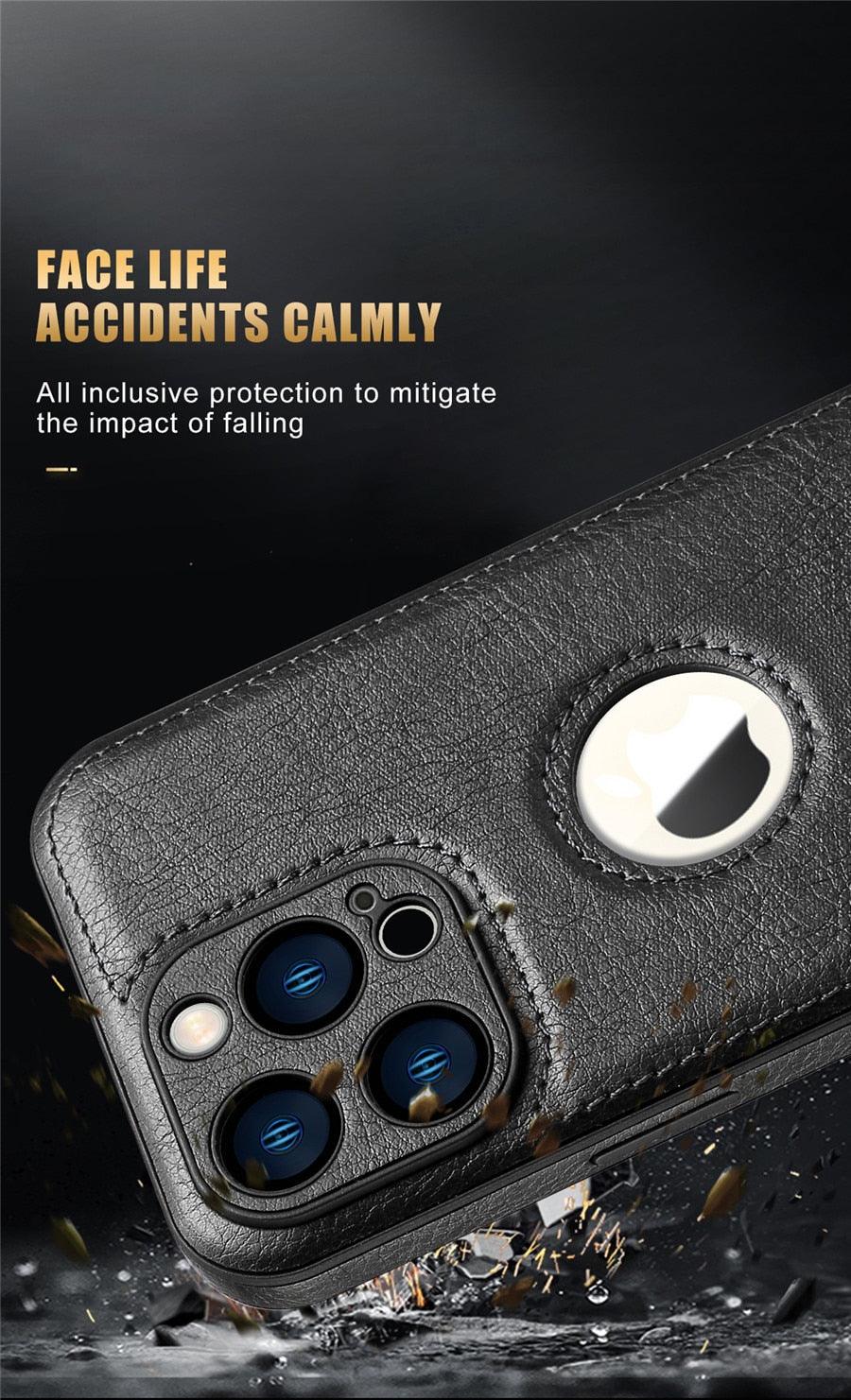 Luxury Leather Case for iPhone 14 13 12 11 Pro MAX XS XR 7 8 Plus Classic Silicone Phone Cover  Leather Case Thin Flexible Soft Grip Luxury PU Leather Cover for Men Durable Anti-Scratch Full Phone Cases Stevvex