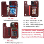 Luxury Leather Cover For iPhone 14 12 13 Mini 11 Pro XR XS Max 6 6s 7 8 Plus 5 5s Wallet Phone Card Slot Flip PU Leather Kickstand Card Slots Case Double Magnetic Clasp Durable Shockproof Cover For iPhone Stevvex