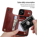 Luxury Leather Cover For iPhone 14 12 13 Mini 11 Pro XR XS Max 6 6s 7 8 Plus 5 5s Wallet Phone Card Slot Flip PU Leather Kickstand Card Slots Case Double Magnetic Clasp Durable Shockproof Cover For iPhone Stevvex