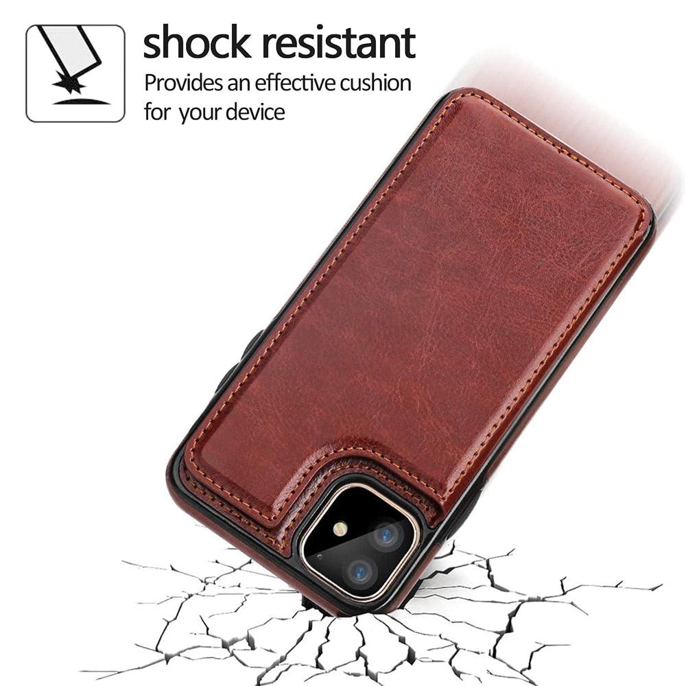 Luxury Leather Cover For iPhone 14 12 13 Mini 11 Pro XR XS Max 6 6s 7 8 Plus 5 5s Wallet Phone Card Slot Flip PU Leather Kickstand Card Slots Case Double Magnetic Clasp Durable Shockproof Cover For iPhone Stevvex