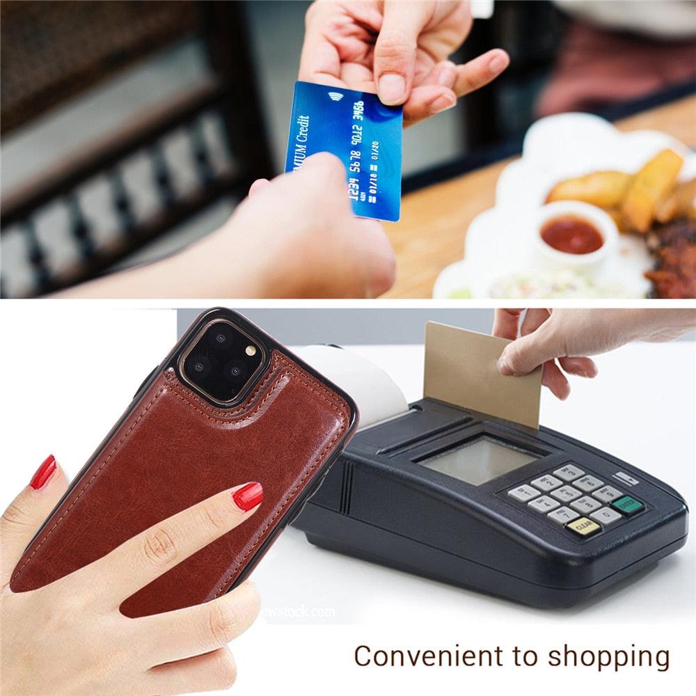 Luxury Leather Cover For iPhone 14 12 13 Mini 11 Pro XR XS Max 6 6s 7 8 Plus 5 5s Wallet Phone Card Slot Flip PU Leather Kickstand Card Slots Case Double Magnetic Clasp Durable Shockproof Cover For iPhone Stevvex