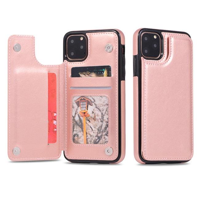 Luxury Leather Cover For iPhone 14 12 13 Mini 11 Pro XR XS Max 6 6s 7 8 Plus 5 5s Wallet Phone Card Slot Flip PU Leather Kickstand Card Slots Case Double Magnetic Clasp Durable Shockproof Cover For iPhone Stevvex